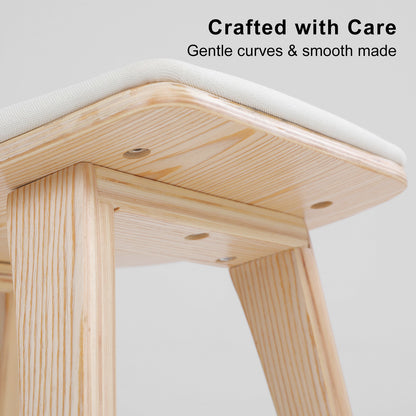 2X Wooden Bar Stool Padded Fabric Dining Chair KANSO 65cm BEIGE V274-FT-BSWO-AM552P-WD2
