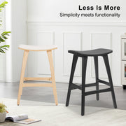 2X Wooden Bar Stool Padded Fabric Dining Chair KANSO 65cm BEIGE V274-FT-BSWO-AM552P-WD2