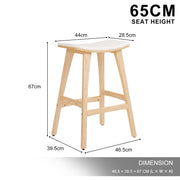 2X Wooden Bar Stool Padded Fabric Dining Chair KANSO 65cm BEIGE V274-FT-BSWO-AM552P-WD2