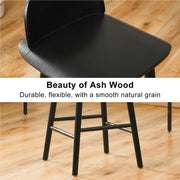 Wooden Bar Stool Dining Chair Ash Wood ELISE 65cm BLACK V274-FT-BSWO-LY038-BK