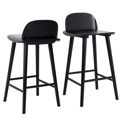 2X Wooden Bar Stool Dining Chair Ash Wood ELISE 65cm BLACK V274-FT-BSWO-LY038-BK2
