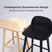 2X Wooden Bar Stool Dining Chair Ash Wood ELISE 65cm BLACK V274-FT-BSWO-LY038-BK2
