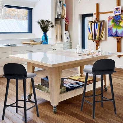 2X Wooden Bar Stool Dining Chair Ash Wood ELISE 65cm BLACK V274-FT-BSWO-LY038-BK2