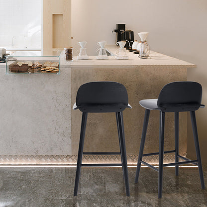2X Wooden Bar Stool Dining Chair Ash Wood ELISE 65cm BLACK V274-FT-BSWO-LY038-BK2