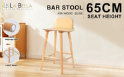 Wooden Bar Stool Dining Chair Ash Wood ELISE 65cm V274-FT-BSWO-LY038-WD