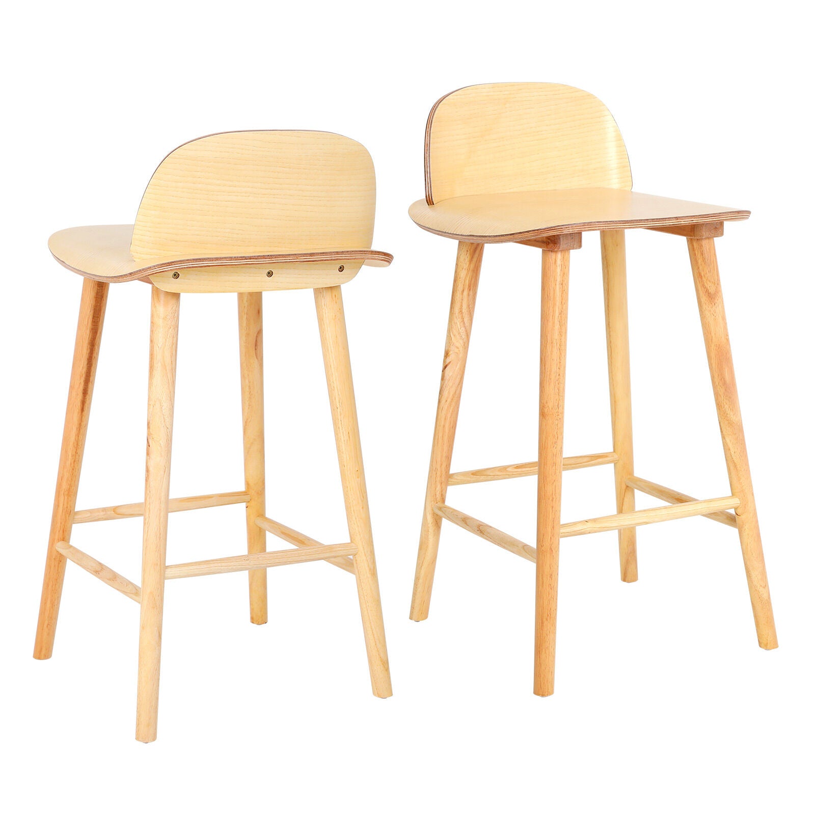 2X Wooden Bar Stool Dining Chair Ash Wood ELISE 65cm V274-FT-BSWO-LY038-WD2