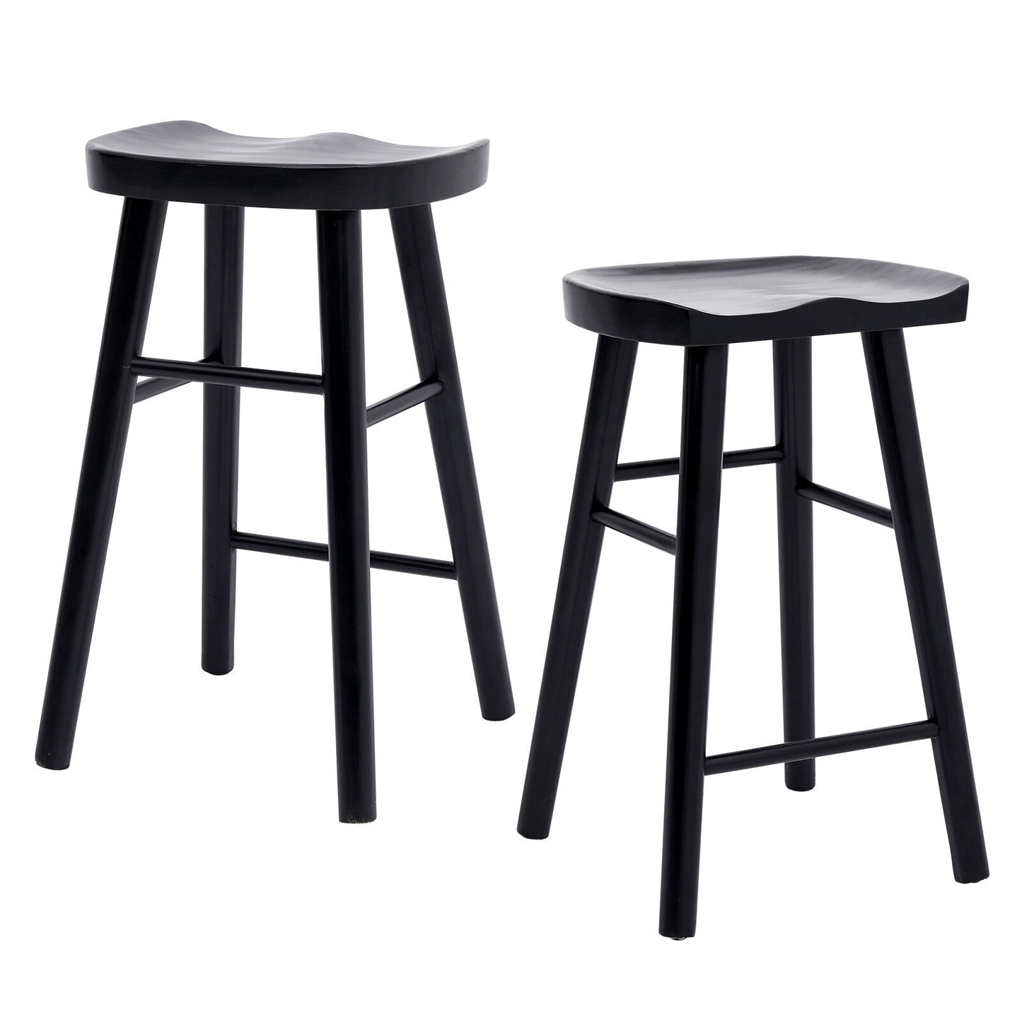 2X Wooden Bar Stool Dining Chair Pine Wood FRIDA 65cm BLACK V274-FT-BSWO-LY096-WD2