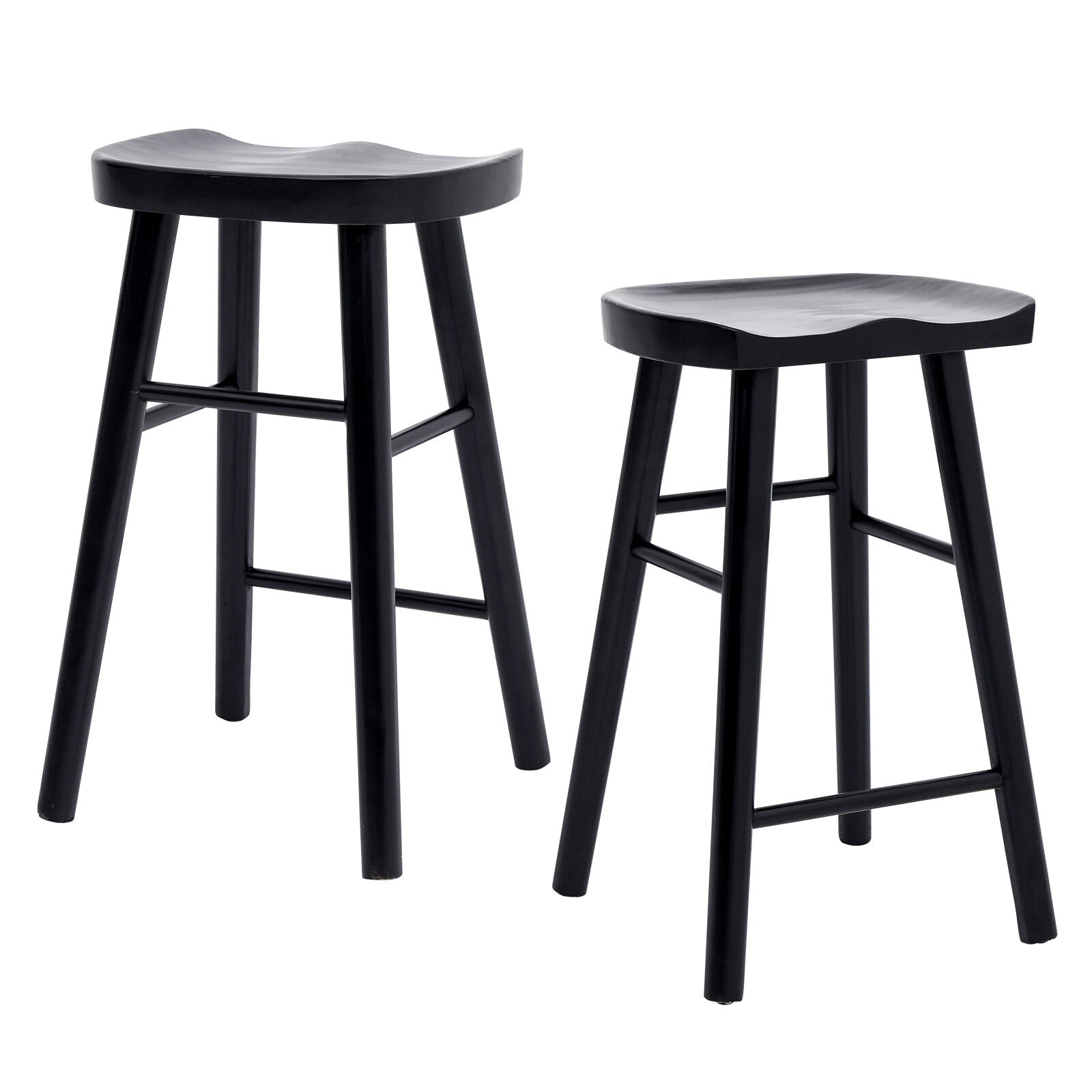 2X Wooden Bar Stool Dining Chair Pine Wood FRIDA 65cm BLACK V274-FT-BSWO-LY096-WD2
