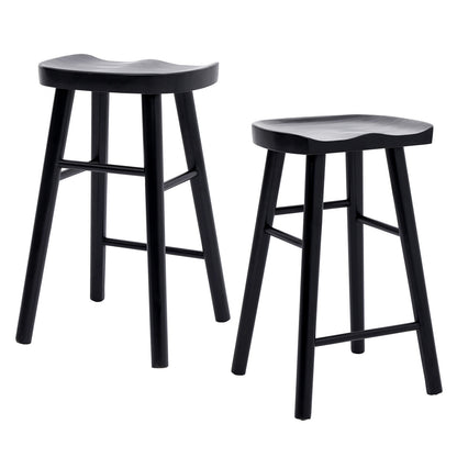 2X Wooden Bar Stool Dining Chair Pine Wood FRIDA 65cm BLACK V274-FT-BSWO-LY096-WD2
