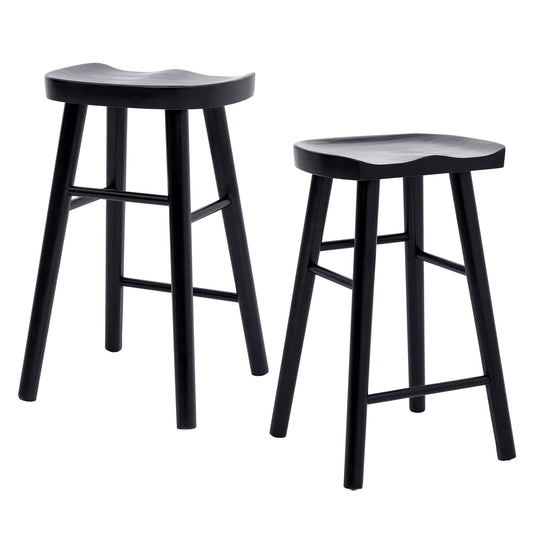 2X Wooden Bar Stool Dining Chair Pine Wood FRIDA 65cm BLACK V274-FT-BSWO-LY096-WD2