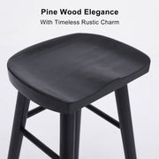 2X Wooden Bar Stool Dining Chair Pine Wood FRIDA 65cm BLACK V274-FT-BSWO-LY096-WD2