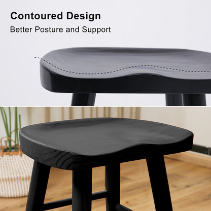 2X Wooden Bar Stool Dining Chair Pine Wood FRIDA 65cm BLACK V274-FT-BSWO-LY096-WD2