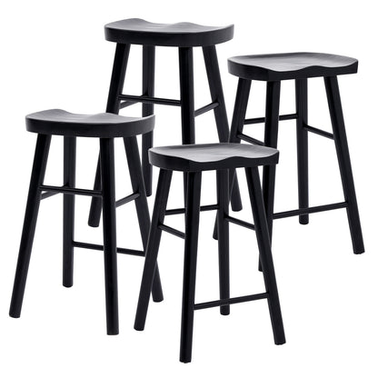 4X Wooden Bar Stool Dining Chair Pine Wood FRIDA 65cm BLACK V274-FT-BSWO-LY096-WD4