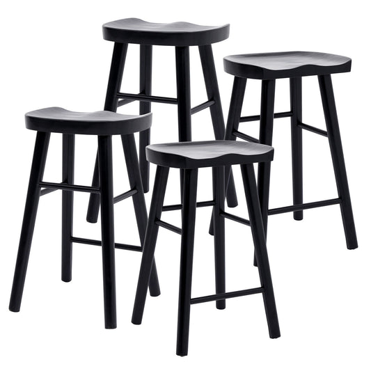 4X Wooden Bar Stool Dining Chair Pine Wood FRIDA 65cm BLACK V274-FT-BSWO-LY096-WD4