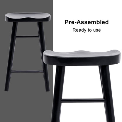 4X Wooden Bar Stool Dining Chair Pine Wood FRIDA 65cm BLACK V274-FT-BSWO-LY096-WD4