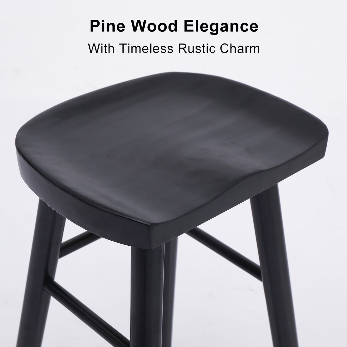 4X Wooden Bar Stool Dining Chair Pine Wood FRIDA 65cm BLACK V274-FT-BSWO-LY096-WD4