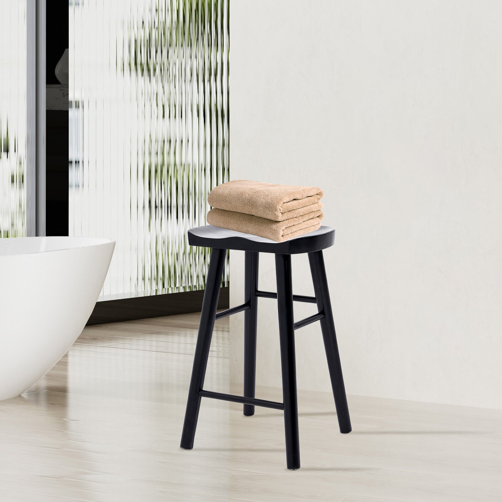 4X Wooden Bar Stool Dining Chair Pine Wood FRIDA 65cm BLACK V274-FT-BSWO-LY096-WD4