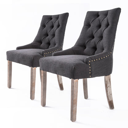 2X French Provincial Dining Chair Oak Leg AMOUR BLACK V274-FT-FC8443-BK