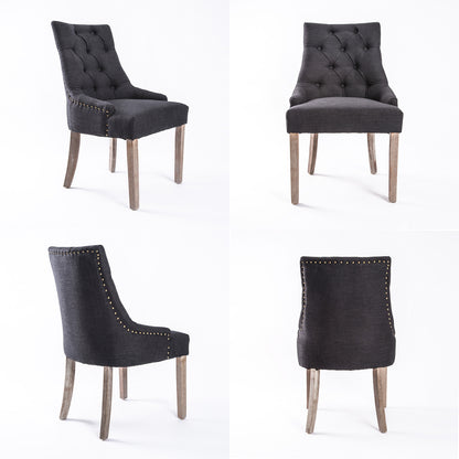 2X French Provincial Dining Chair Oak Leg AMOUR BLACK V274-FT-FC8443-BK