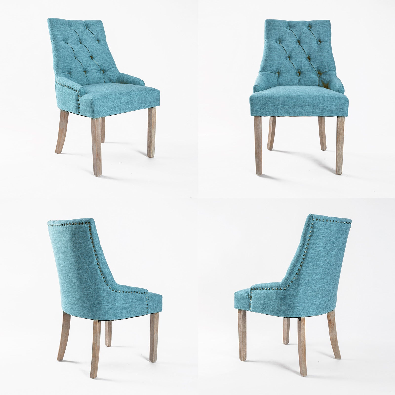 4X French Provincial Dining Chair Oak Leg AMOUR BLUE V274-FT-FC8443-BU4