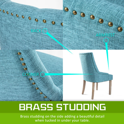 4X French Provincial Dining Chair Oak Leg AMOUR BLUE V274-FT-FC8443-BU4