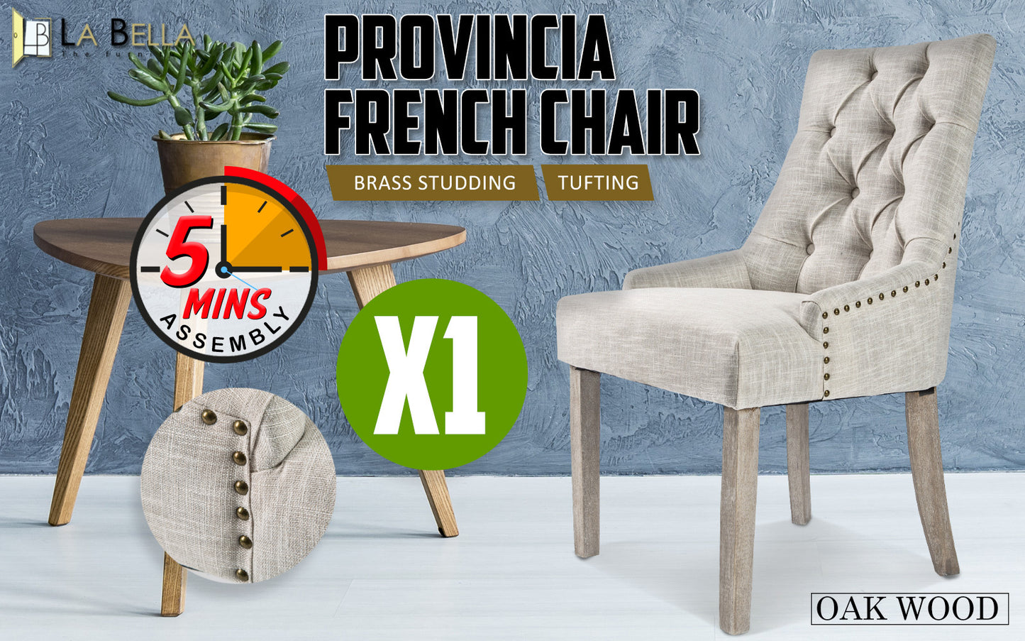 French Provincial Dining Chair Oak Leg AMOUR CREAM V274-FT-FC8443-CR1