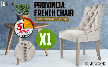 French Provincial Dining Chair Oak Leg AMOUR CREAM V274-FT-FC8443-CR1