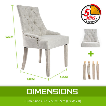 4X French Provincial Dining Chair Oak Leg AMOUR CREAM V274-FT-FC8443-CR4