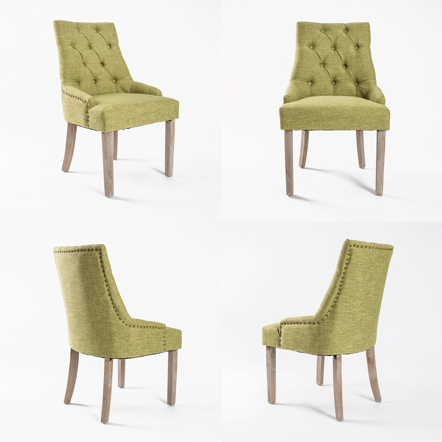 2X French Provincial Dining Chair Oak Leg AMOUR GREEN V274-FT-FC8443-GN