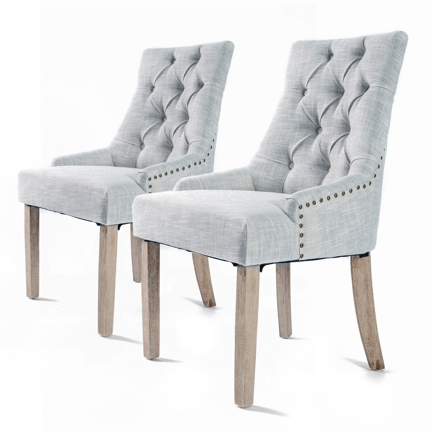 2X French Provincial Dining Chair Oak Leg AMOUR GREY V274-FT-FC8443-GY