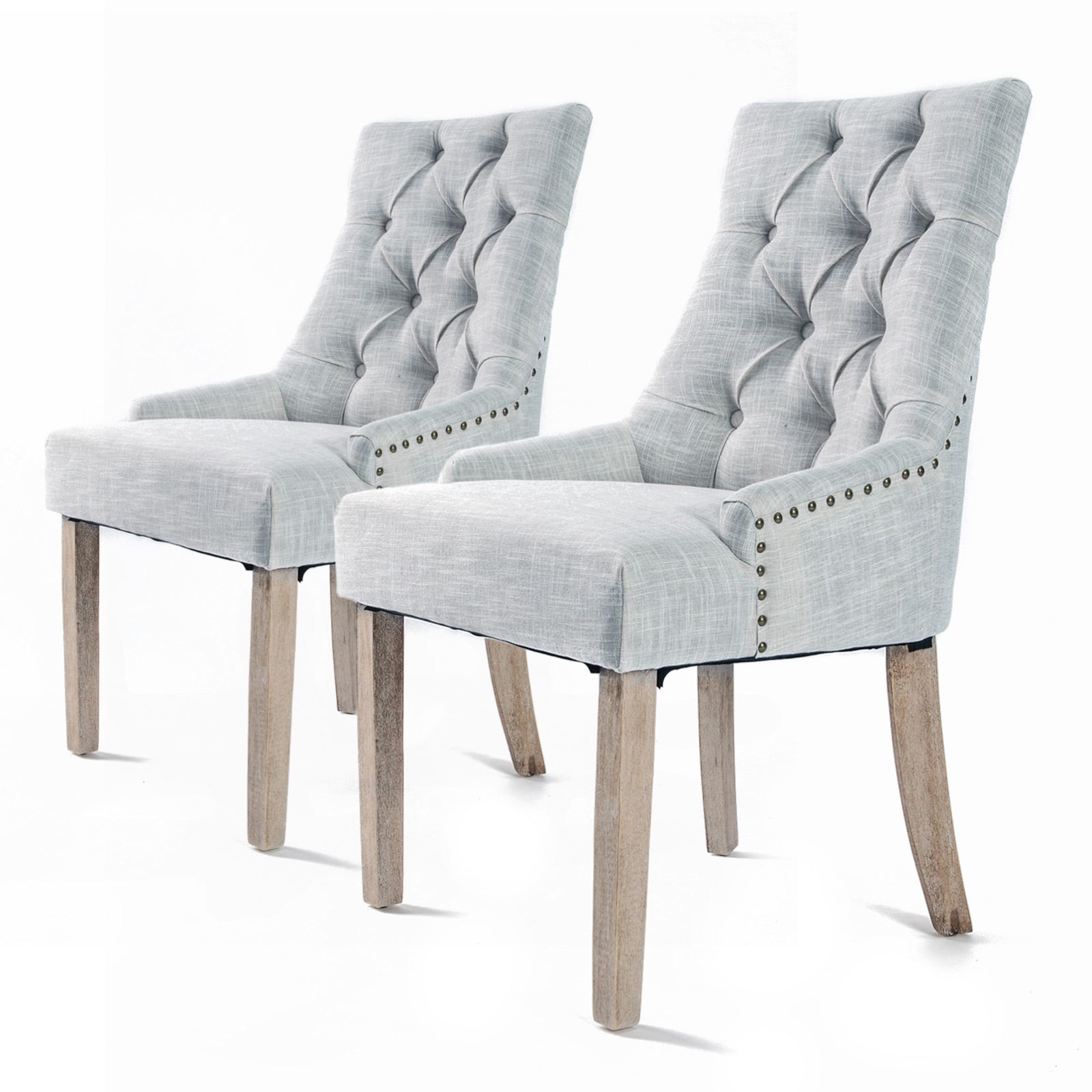 2X French Provincial Dining Chair Oak Leg AMOUR GREY V274-FT-FC8443-GY