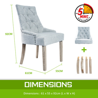 French Provincial Dining Chair Oak Leg AMOUR GREY V274-FT-FC8443-GY1