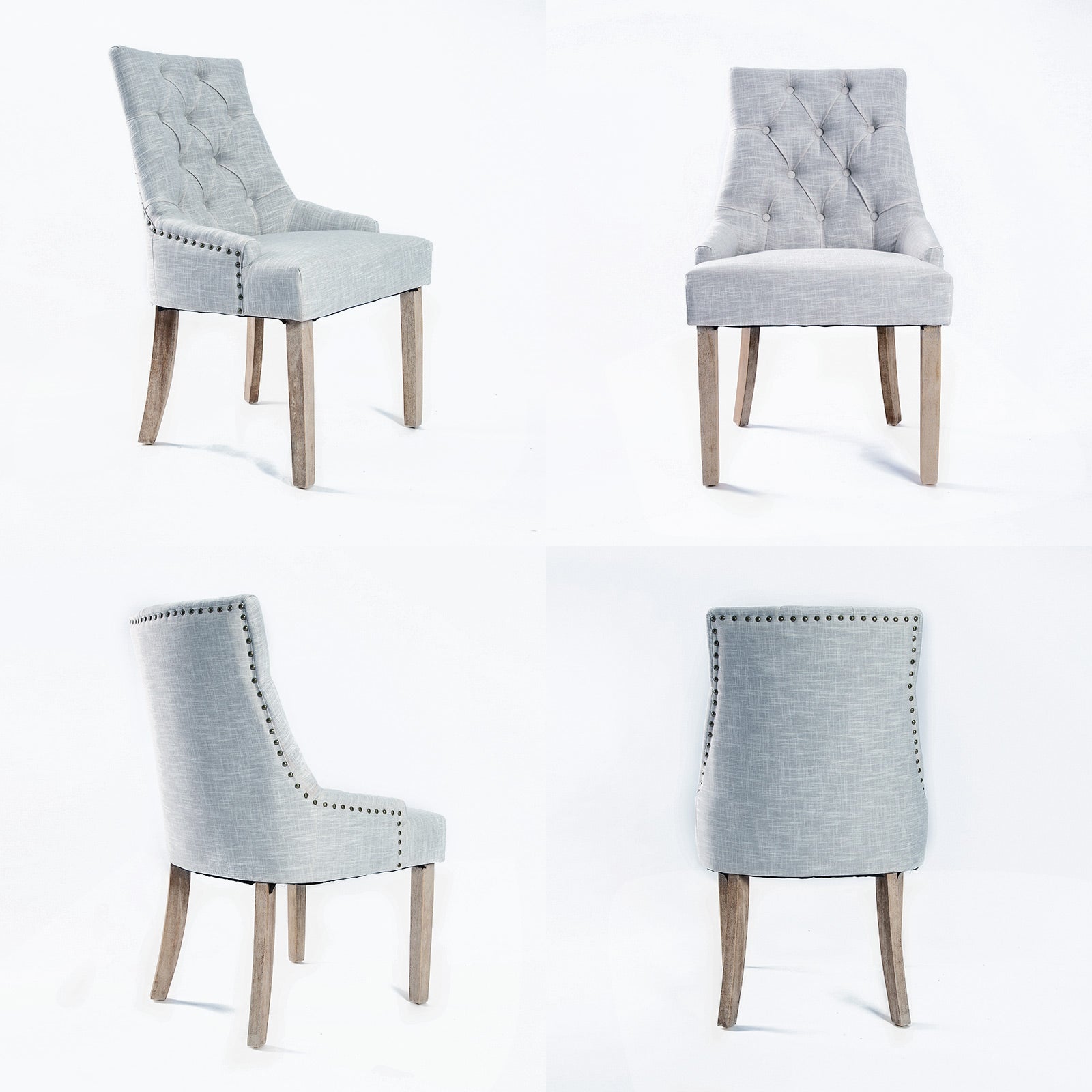 4X French Provincial Dining Chair Oak Leg AMOUR GREY V274-FT-FC8443-GY4