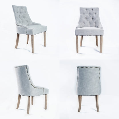 4X French Provincial Dining Chair Oak Leg AMOUR GREY V274-FT-FC8443-GY4