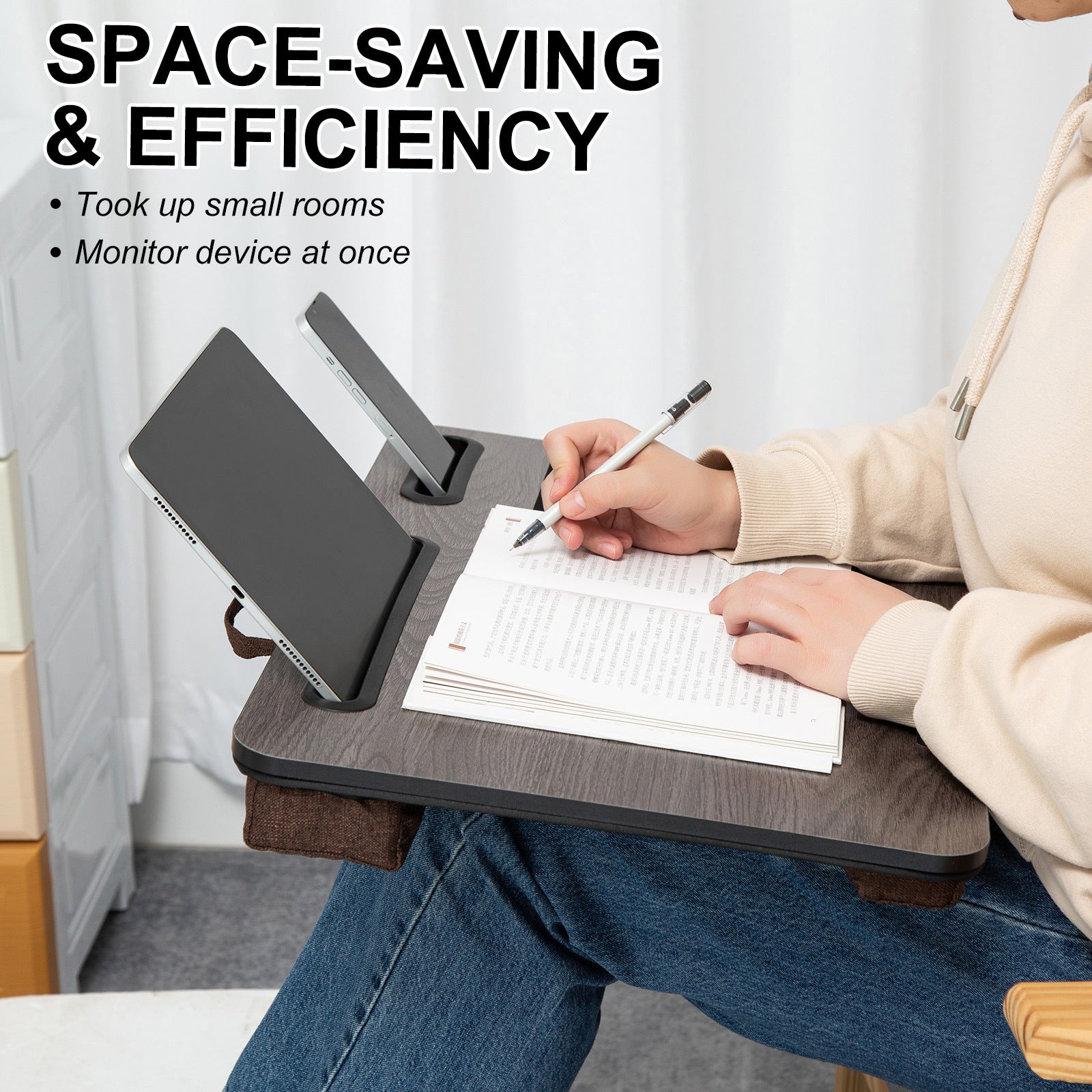 Lap Desk Laptop Stand Phone Tablet Holder Mousepad Cushioned Lapdesk IRON GREY OAK V274-FT-GO27-LD-IGO