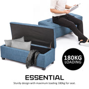 Storage Ottoman Stool 102cm Fabric DARK BLUE V274-FT-GQ003-DBU