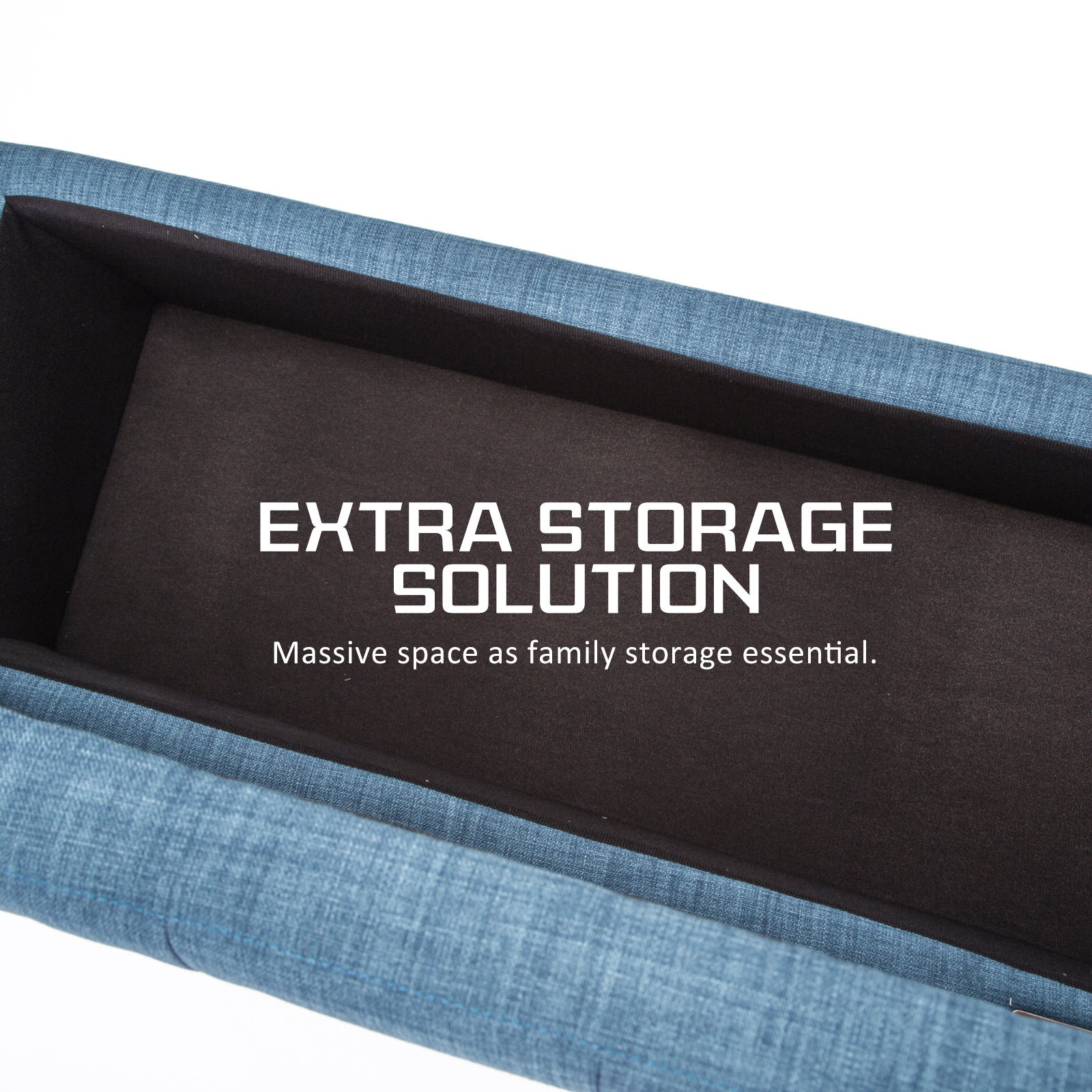 Storage Ottoman Stool 102cm Fabric DARK BLUE V274-FT-GQ003-DBU