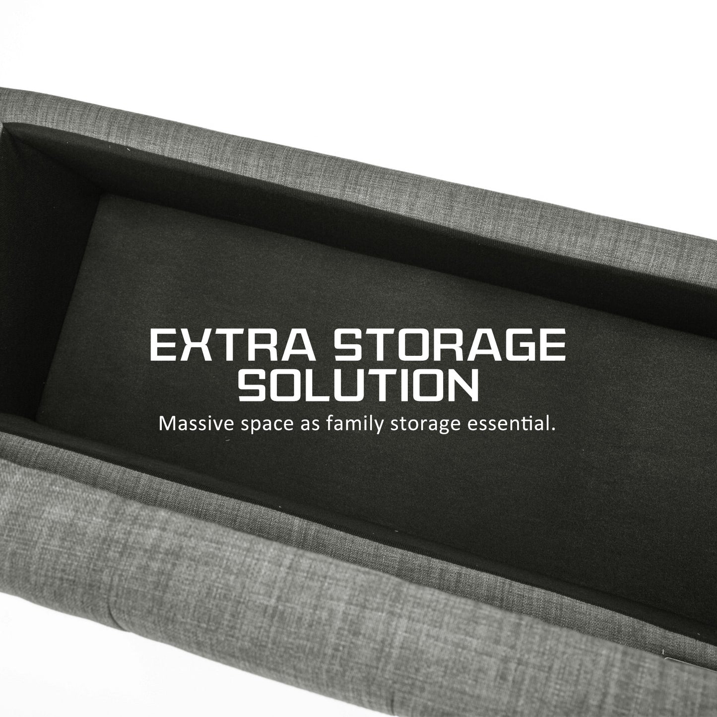 Storage Ottoman Stool 102cm Fabric DARK GREY V274-FT-GQ003-DGY
