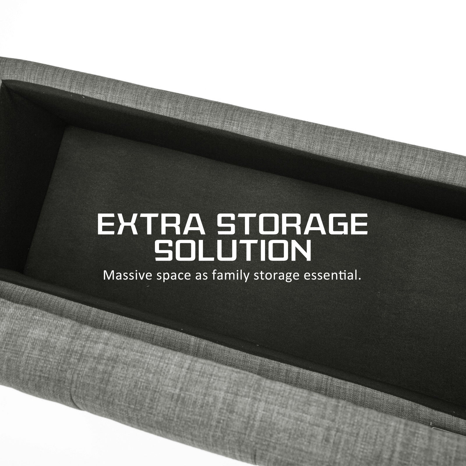 Storage Ottoman Stool 102cm Fabric DARK GREY V274-FT-GQ003-DGY