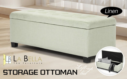 Storage Ottoman Stool 102cm Fabric LIGHT GREEN V274-FT-GQ003-LGN