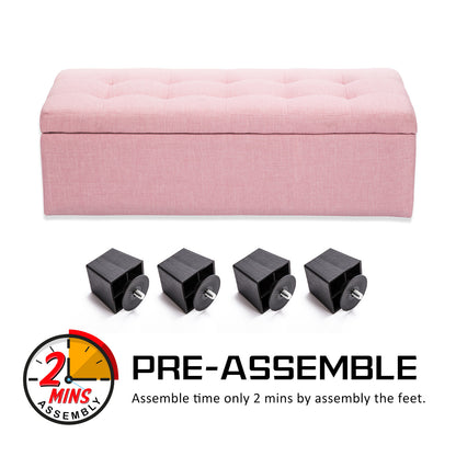 Storage Ottoman Stool 102cm Fabric PINK V274-FT-GQ003-PK