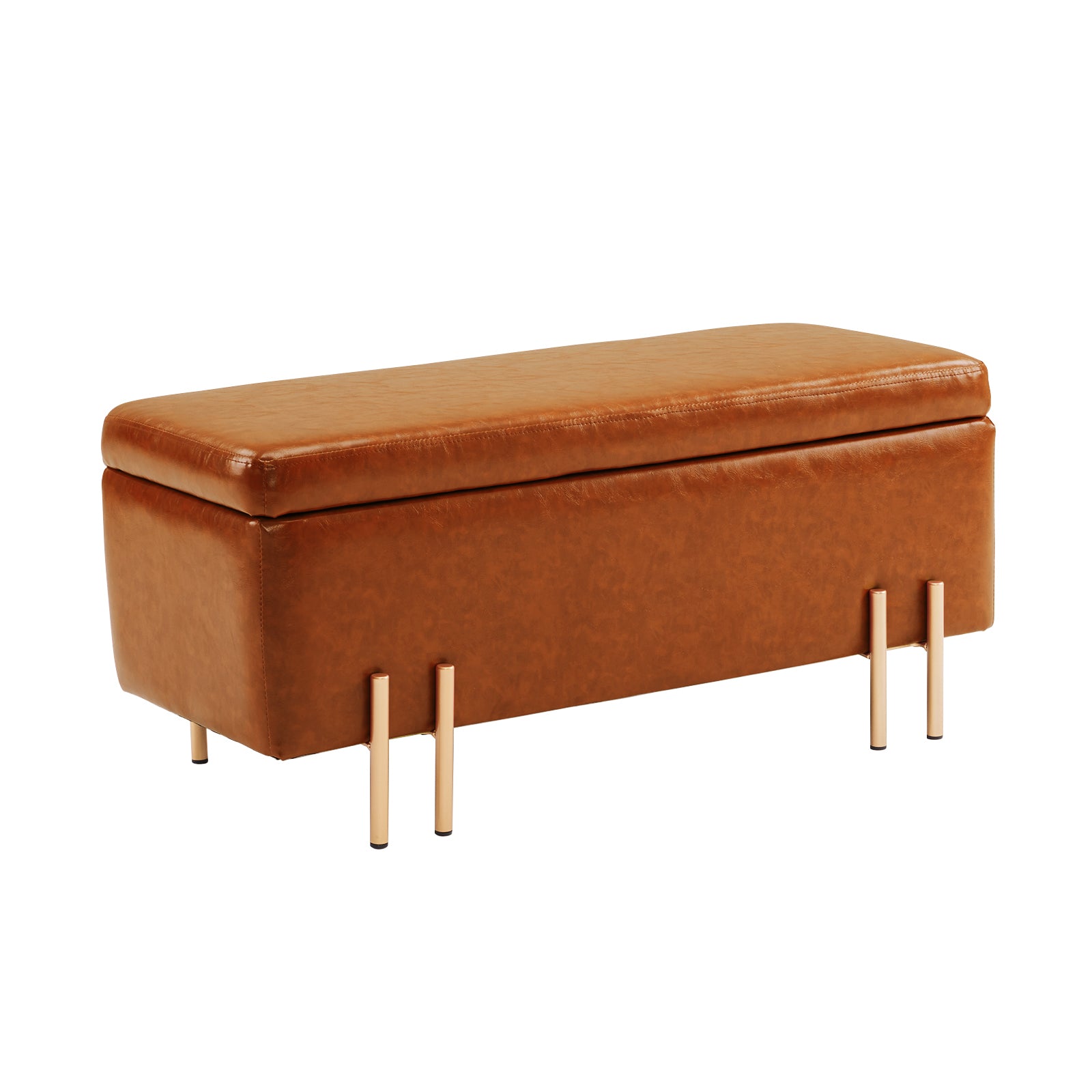Storage Ottoman Stool Bench Seat 97cm PU Leather BROWN V274-FT-GQ104-BN