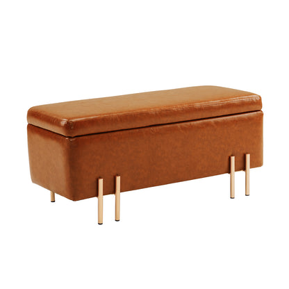 Storage Ottoman Stool Bench Seat 97cm PU Leather BROWN V274-FT-GQ104-BN