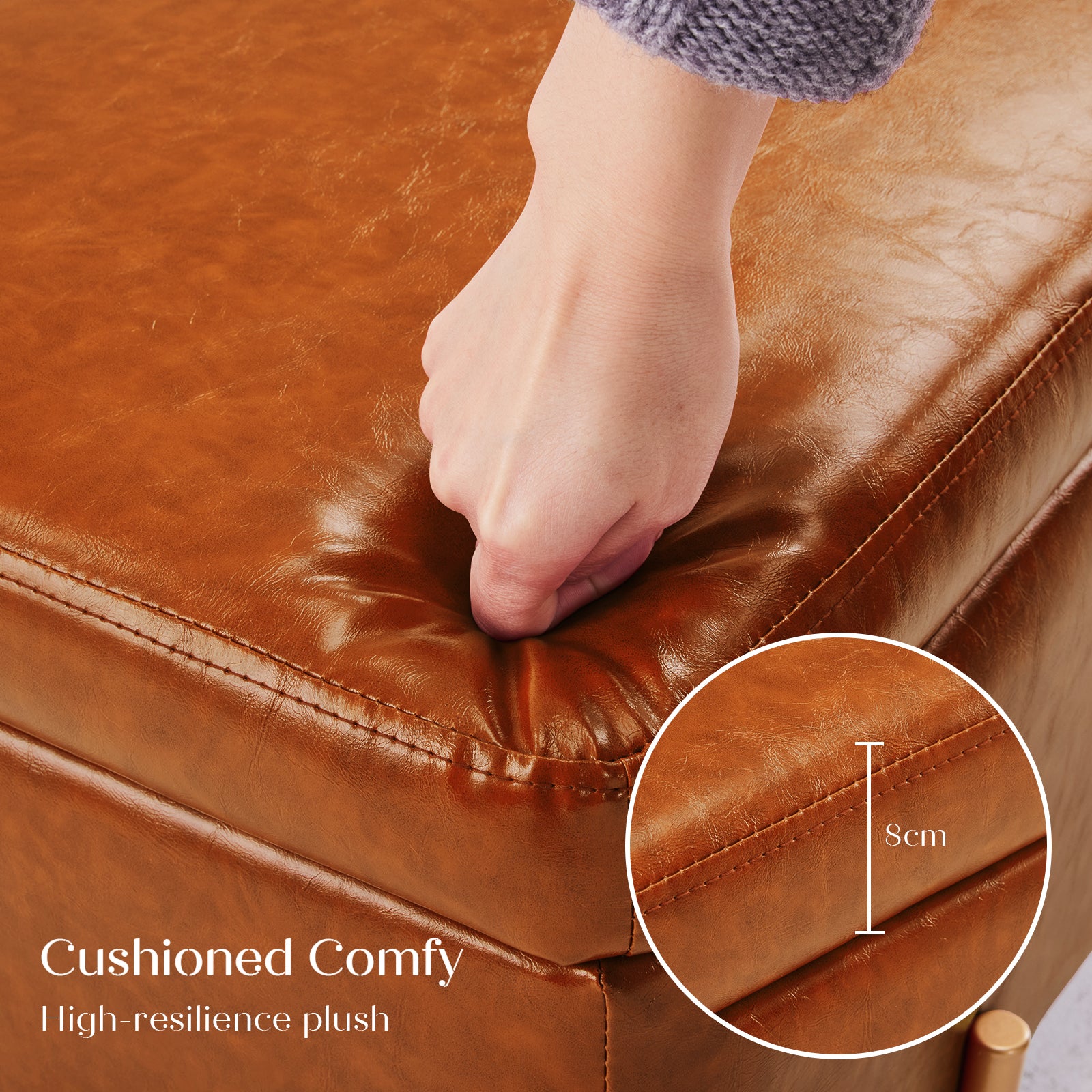 Storage Ottoman Stool Bench Seat 97cm PU Leather BROWN V274-FT-GQ104-BN
