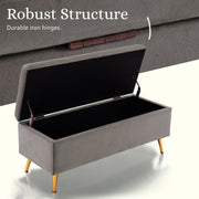 Storage Ottoman Stool Bench Seat 110cm Velvet GREY V274-FT-GQ171-GY