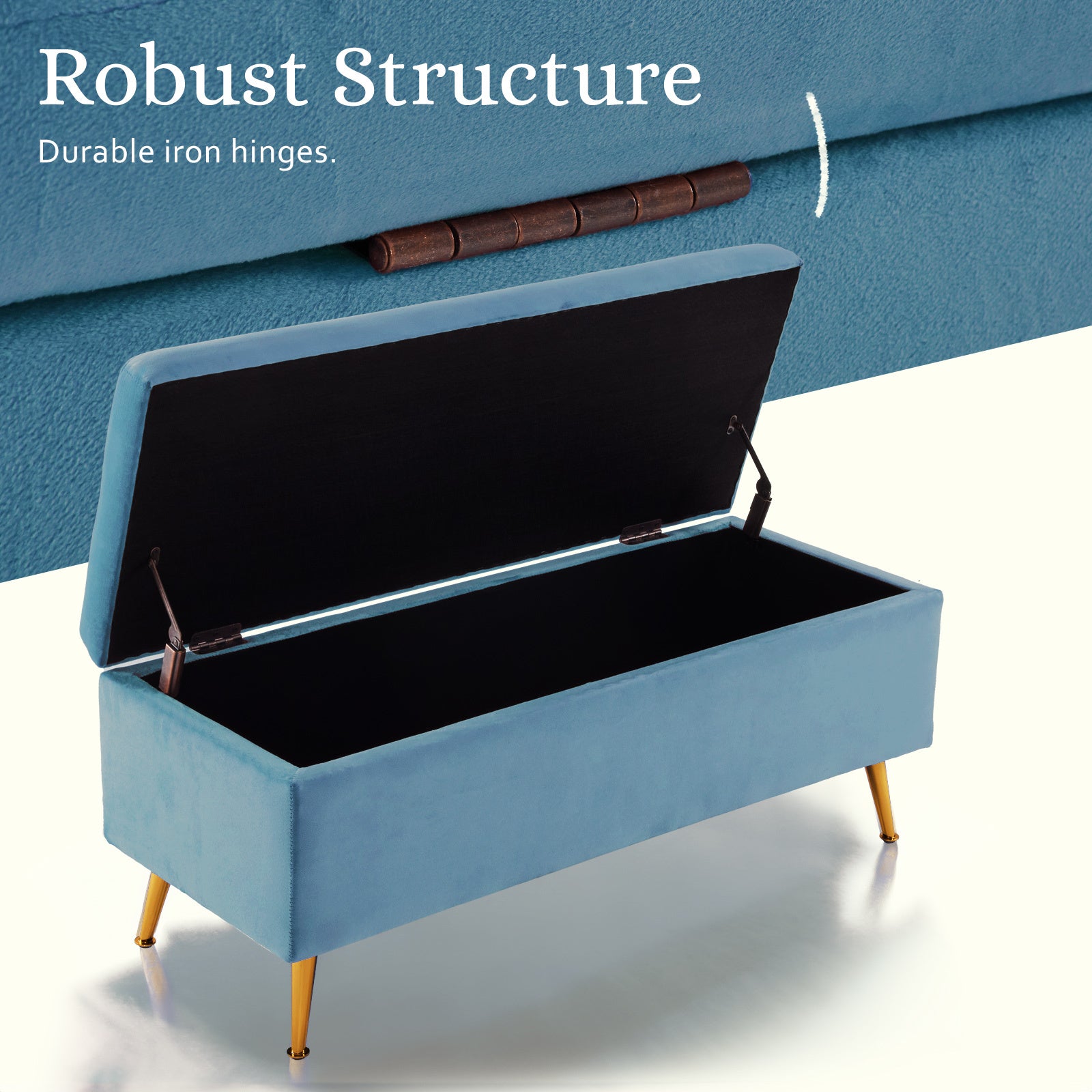 Storage Ottoman Stool Bench Seat 110cm Velvet OCEAN BLUE V274-FT-GQ171-NY