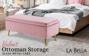Storage Ottoman Stool Bench Seat 110cm Velvet PINK V274-FT-GQ171-PK