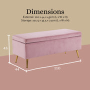Storage Ottoman Stool Bench Seat 110cm Velvet PINK V274-FT-GQ171-PK