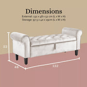 Storage Ottoman Stool Arm Bench Seat 132cm Velvet BEIGE V274-FT-GQ298-BE