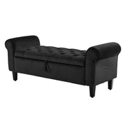 Storage Ottoman Stool Arm Bench Seat 132cm Velvet BLACK V274-FT-GQ298-BK
